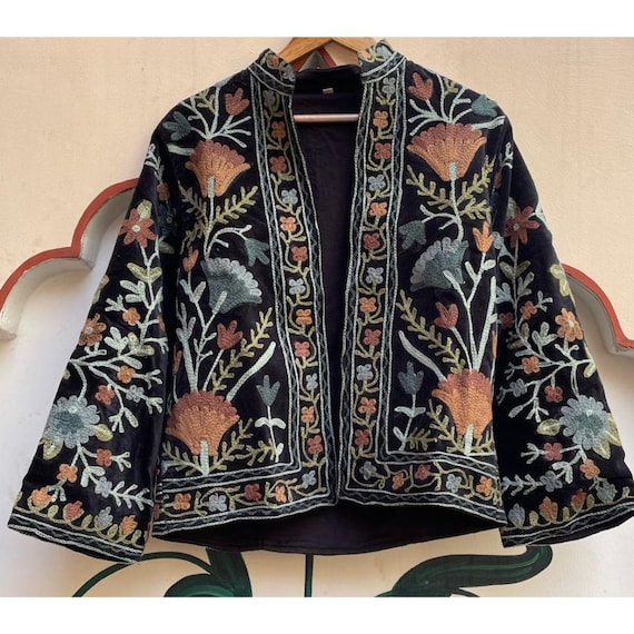 Heritage Velvet Suzani Jacket | Handmade Embroidered Coat – Artisan Embroidered Outerwear
