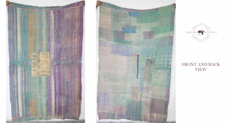 Indian Handmade Quilt Vintage Kantha Bedspread Throw Cotton Blanket Gudari Ralli