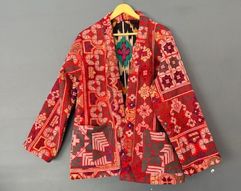 Handmade Nakshi Kantha Quilted Jacket: Embroidered Ethnic Coat