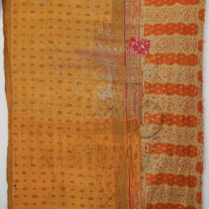 Vintage Indian Kantha Quilt, Reversible Cotton Throw, Bohemian Bed Cover, Handmade Patchwork Bedding