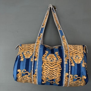 Große Baumwoll Gesteppte Weekender Taschen Für Frauen Blockprint Stoff Duffle Reisetasche Urlaub Geschenke Overnight Gepäcktaschen Duffle Taschen