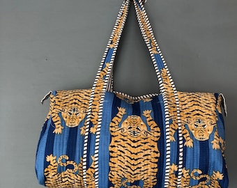 Assorted Large Cotton Quilted Weekender Bags For Women Blockprint Fabric Duffle Travel Bag Holiday Gifts Overnight Luggage Bags Duffle Bags