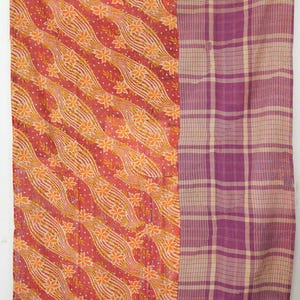 Ręcznie robiony koc Kantha w stylu boho patchworkowy z bawełny