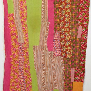 Colcha Kantha vintage hecha a mano, reversible, de algodón / Manta de patchwork india / Cubrecama estilo boho