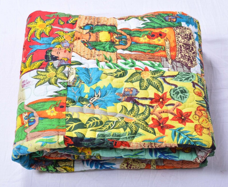 Baby Quilt Printed Natural Quilt Cotton Filling Quilts Ethnic Etsy