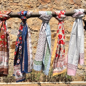 Hand Block Print Cotton Sarong: Indian Voile Beach Coverup