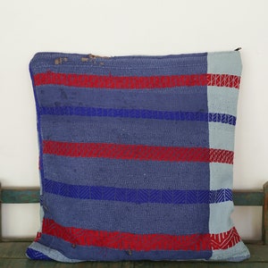 Vintage Kantha Cushion Cover: 50x50cm Bohemian Patchwork Pillow