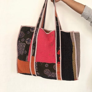 Handmade Vintage Kantha Quilted Tote Bag