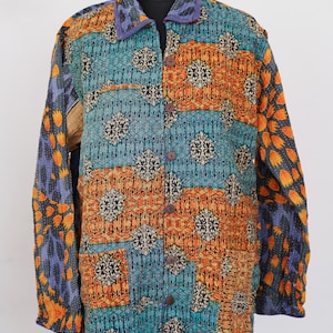L Size Vintage Kantha Jackets Christmas Jackets Japanese Style Cotton Jacket Bohemian Handmade Jacket Vintage Unisex Patchwork Cute Jacket