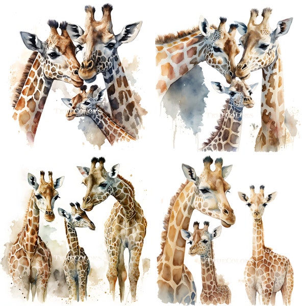 Giraffe family Print Wildlife art Nursery decor Baby shower gift Family love Animal lovers Safari theme Mother's day gift Father's day gift