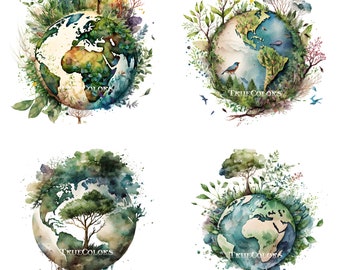 Beautiful Earth,Earth Day Print,Eco-friendly,Green Living,Earth-friendly,Nature Print,Save the planet,Watercolor Earth Day , Commercial Use