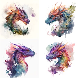 Watercolor art Dragon art Fantasy art Watercolor painting Mythical creature Dragon Watercolor Dragon Clipart Dragon wall art Dragon prints