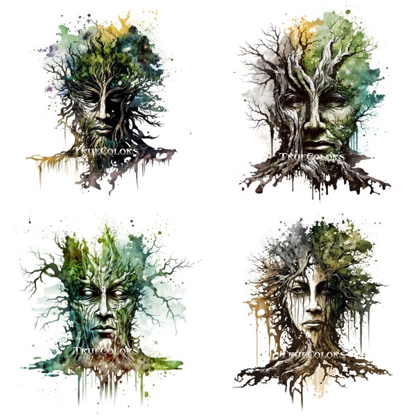 Tree Face Talking Tree Enchanted Tree Mystical Tree Carvings Tree with Face Magical Tree EPIC FANTASY Tree Faces Clipart Set  Forest Spirits