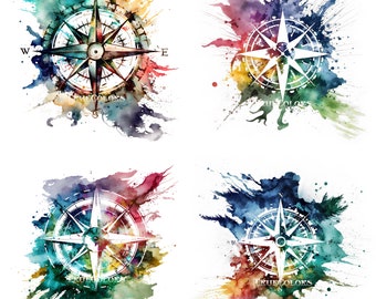 Nautical Compass PNG Watercolor Watercolor Compasses Compass Clipart Explorer Clipart Woodland Clipart Adventure Clipart Watercolor Map NESW