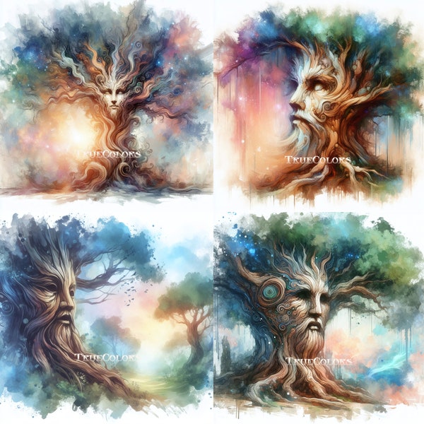 Tree Face Talking Tree Enchanted Tree Mystical Tree Carvings Tree with Face Magical Tree EPIC FANTASY Tree Faces Clipart Set Forest Spirits