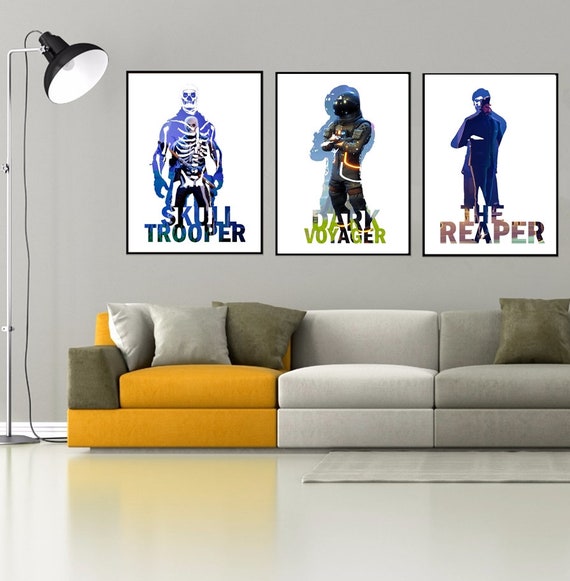 A4 Fortnite Glossy Poster Print Season 6 Battle Royale Characters Skin Art Kids Bedroom Sticker Decal Girls Boys Skull Trooper The Reaper