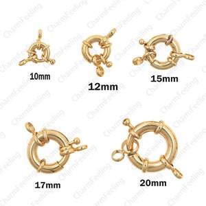 Boucle ronde de ressort, fermoir marin, boucle de roue, boucle de marin dor 10mm 12mm 15mm 17mm 20mm 1pcs image 1