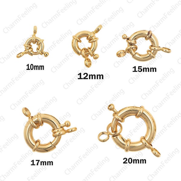 Boucle ronde de ressort, fermoir marin, boucle de roue, boucle de marin d’or 10mm 12mm 15mm 17mm 20mm 1pcs