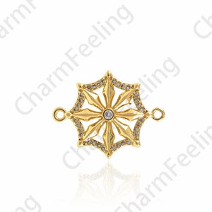18K Gold Filled Circular Connector, Polaris Connector, Micro-paved CZ Star Connector, Polaris Charm, DIY Jewelry Accessories, 24.5x19x2mm