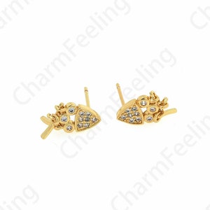 18K Gold Filled Wine Glass Earrings, Micro Pave CZ Earrings, Gift For Her, Dainty Earrings, DIY Jewelry Supplies, 6.7x13.6x13mm