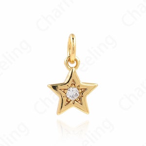 Micropavé CZ Star Pendant, Star Jewelry,18K Gold Filled Polaris Pendant,Star Charm, DIY Jewelry Making Accessories 13x8.5x1.6mm