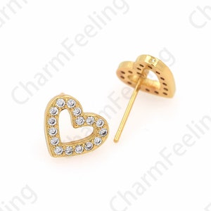1 Pair,Heart-Shaped Earrings, Micropaved CZ Love Earrings,Love Charm, 18K Gold Filled Love Earrings, A Gift For Her,9x10.5mm