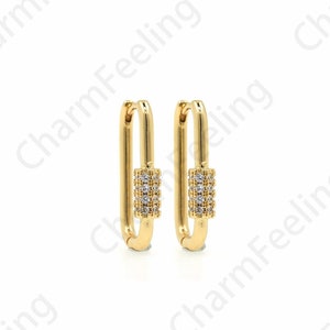 Square Earrings,18K Gold Filled Hollow Earrings,Micropavé CZ Rectangular Earrings,A Gift For Her,Multi-Zircon Earrings,12x21x3.5mm