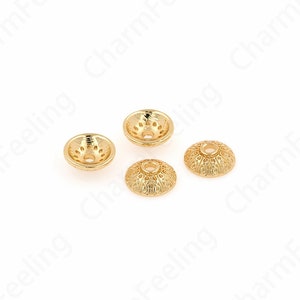 10 pcs Pearl Caps,Brass Caps, Spacer Jewelry,Alloy Bead Caps,Flower Caps,18K Gold Filled Flower Bead Caps,DIY Gold Jewelry Making,14.5x4.5mm