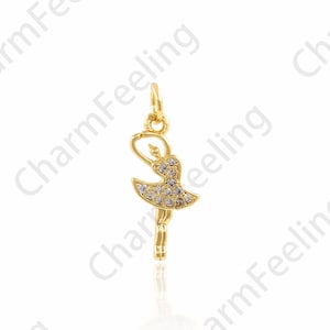 Dancing Figures, Micro-pavé CZ Dancing Charm, 18K Gold Filled Dancer Charm, Character Charm, DIY Jewelry Accessories, 8x21x1.8mm