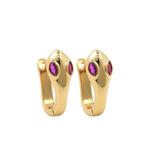Cubic Zirconia Gold Earrings,18K Gold Filled Snake Earrings,Animal Earrings,DIY Jewelry Making Accessories 12x11.5x5mm