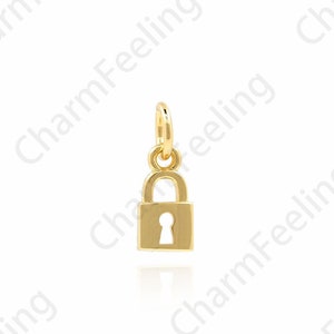Padlock Ornaments,18K Gold Filling Small Lock Pendants,Small Padlock Ornaments,DIY Jewelry Making Supplies,9.5x3.7x1.4mm