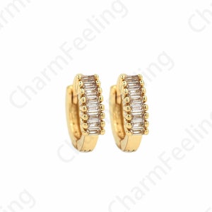 18K Gold Filled Fashion Earrings, Micropavé CZ Imitation Diamond Earrings, Gift for Her,Round Earrings,DIY Accessories 11x12x3.2mm