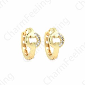18K Gold Filled Ohrringe, Ohrring Charm, Runde Ohrringe, Micropavé CZ Ohrring Zubehör, DIY Ohrring Zubehör, 13x14x6.7mm