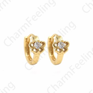 Micropave CZ Vleugels Oorbellen, Vleugels Charme, 18K Goud gevulde Vlinder Oorbellen, Insect Oorbellen, Mooie Vlinder Oorbellen 13x11.5x6.5mm