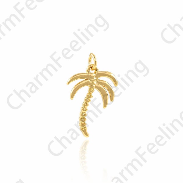 Palm Tree Charm,18K Gold Filled Tree Of Life Pendant,Plant Necklace,Tree Pendant,DIY Jewelry Making Accessories,12x19x1.2mm