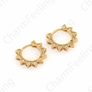 Micropave CZ Earrings Jewelry, 18K Gold Filled Flower-Shaped Hollow Earrings, Flower Earrings, DIY Jewelry Accessories 11.5x13.5x2.5mm