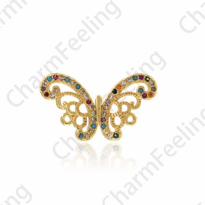 Butterfly Charm,18K Gold Filled Insect Connector,Micropaved CZ Butterfly Connector,Butterfly Connector,DIY Jewelry Accessories,25.5x14.5x2mm