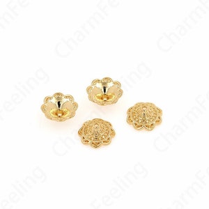 10 pcs Pearl Caps,Brass Caps, Spacer Jewelry,Alloy Bead Caps,Flower Caps,18K Gold Filled Flower Bead Caps,DIY Gold Jewelry Making,13.5x5.5mm