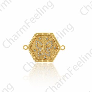 Butterfly Charm,18K Gold Filled Insect Connector,Butterfly Connector,Micropaved CZ Butterfly Connector,DIY Jewelry Accessories,24.5x17.5x2mm