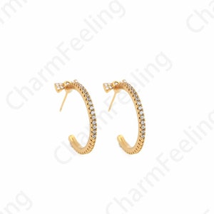 Micropavé CZ Exquisite Earrings, 18K Gold Filled Bow Earrings,Bow Charm,A Gift For Her, 22.5x22.5x7.5mm