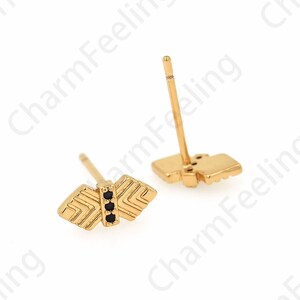 Geometric Charm, Micropave CZ Earrings, 18K Gold Filled Geometric Earrings, DIY Jewelry Accessories 9.5x4.5mm