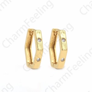 Honeycomb Earrings,Earring Charm, 18K Gold Filled Hoops Earrings,Ear Hoops, Nickel Free Earrings,Minimalist Earrings,12.5x14x1.5mm