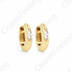 Cartilage Earrings,18K Gold Filled Round Earrings,Hollow Earrings,Micropave CZ Earring Charm,DIY Jewelry Accessories 17.5x15x4mm