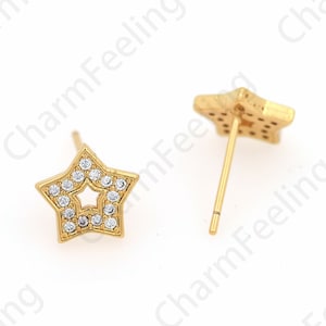 1 pair,Starburst Earrings, Star Line Earrings, 18K Gold Filled Star Hollow Earrings, Star Charm, DIY Jewelry Accessories 9x9mm