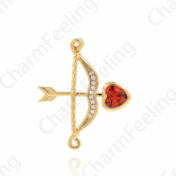 Fighting Ethnic Charm, Bow And Arrow Pendant, CZ Bow And Arrow Charm, DIY Jewelry Making Accessories 24x20x2.2mm