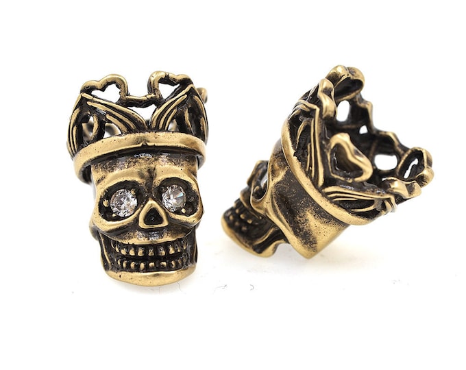 Antique Skull,Charm skull beads with crown,Survival bracelet jewelry accessories  24*17*17mm 1pcs