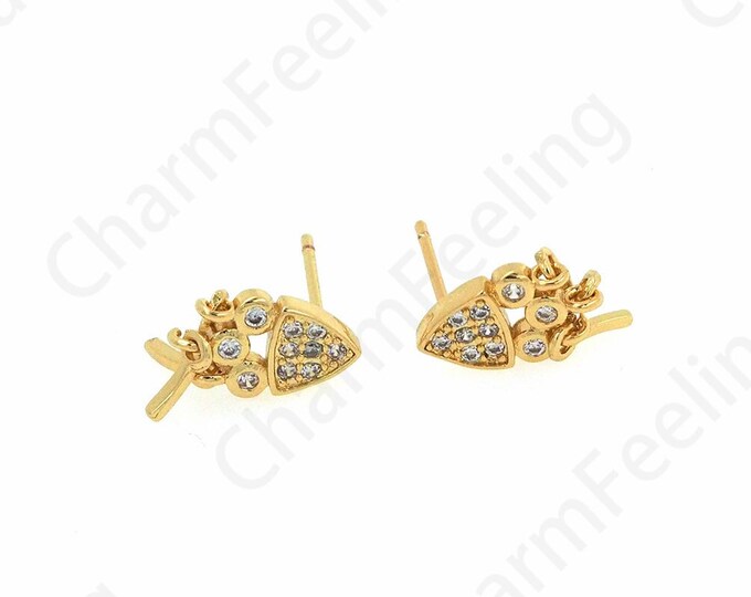 18K Gold Filled Wine Glass Earrings, Micro Pave CZ Earrings, Gift For Her, Dainty Earrings, DIY Jewelry Supplies, 6.7x13.6x13mm