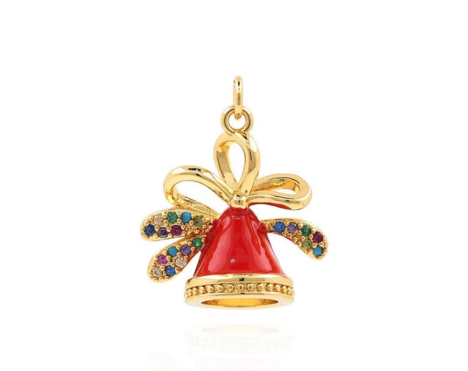 Micropavé CZ Christmas Pendant,Christmas Hat Charm,18K Gold Filled Christmas Hat Pendant,Christmas Gifts,DIY Jewelry Accessories,21x17x10mm