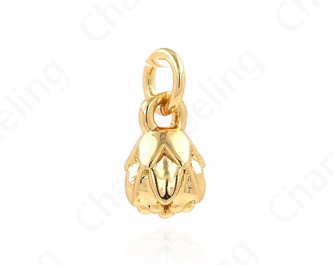 18K Gold Filled Plant Necklace,Micropavé CZ Round Charm,Flower Pendant, Pentagram Pendant, Flower Charm,DIY Jewelry Supplies,9x4.6x4.6mm
