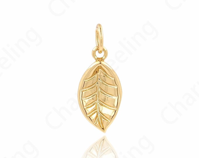 Gold Jewelry Charm,18K Gold Filled Leaf Pendant,Gold Leaf Necklace,Leaf Charm,Plant Charm,DIY Jewelry Making Accessories 18.4x7.5x3mm